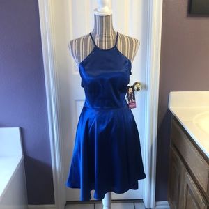 Blonde Nites Satin Blue Dress BNWT Retail $150